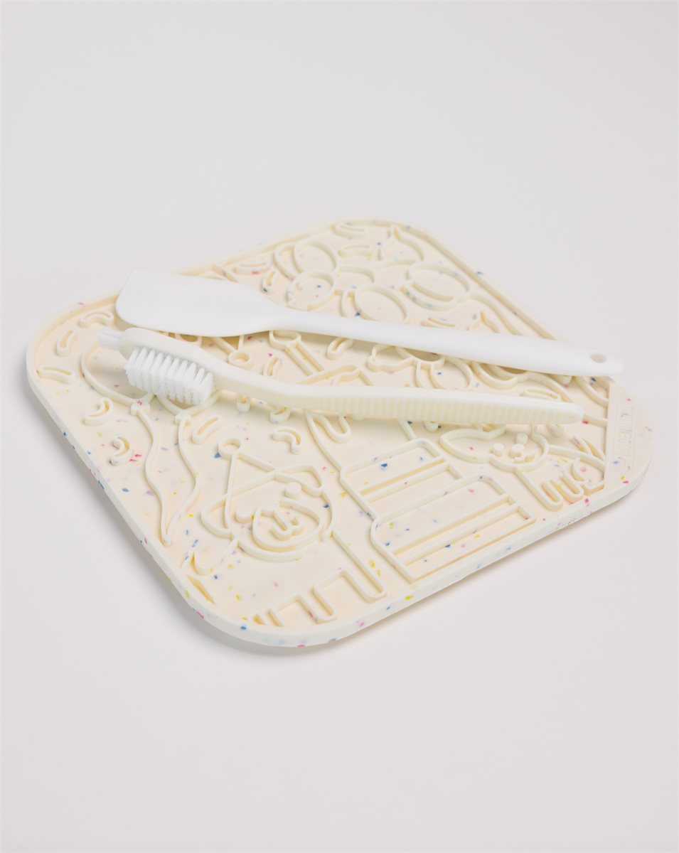 Dog Lick Mat Birthday Pawty Enrichment Slow Feeder Plate - Detail Angle 2 | Majestic Pet Kingdom