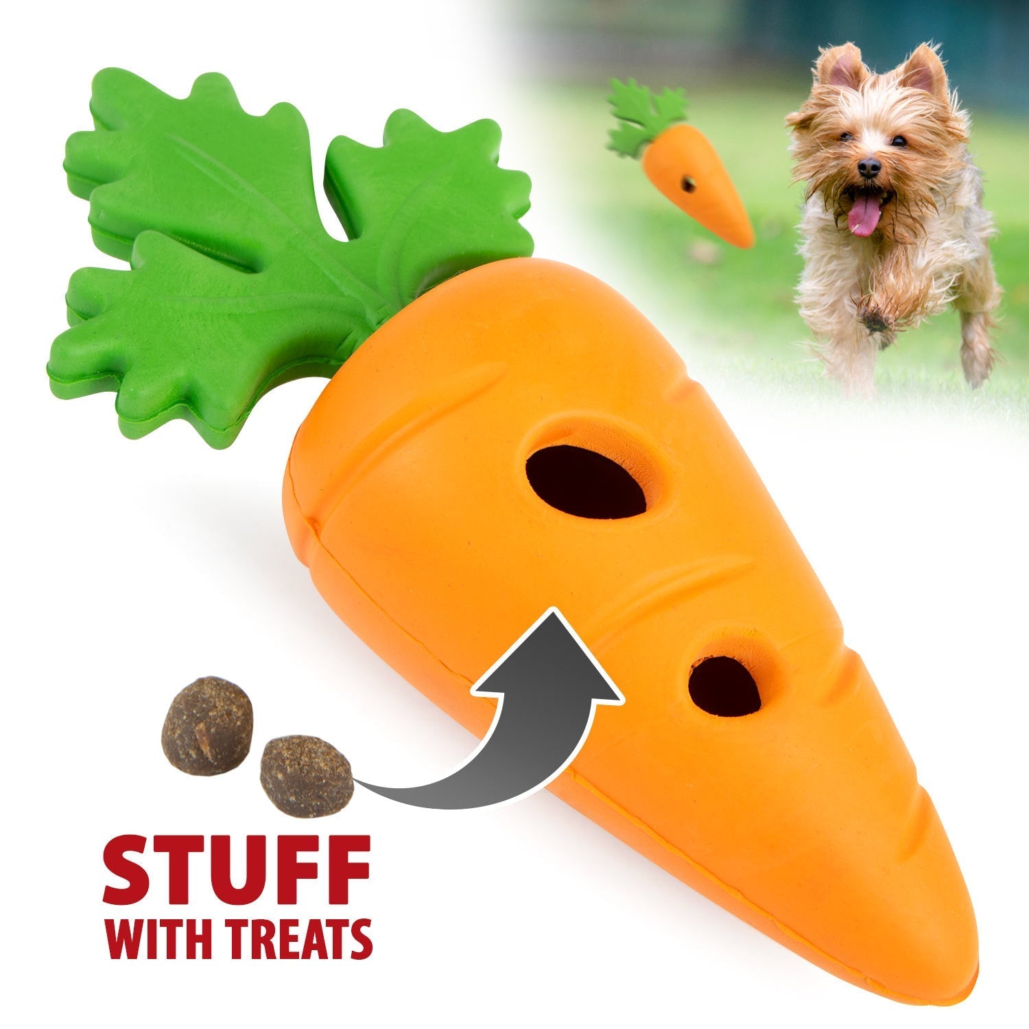 Jeffers Baby Carrot Natural Rubber Treat Dispensing Dog Dental Chew | Majestic Pet Kingdom™