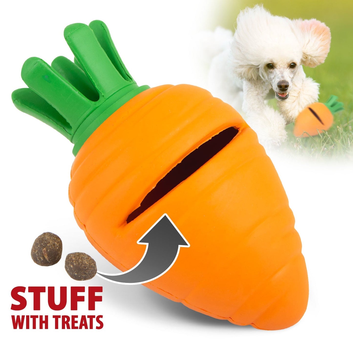 Jeffers Carrot Natural Rubber Treat Dispensing Dental Dog Chew Toy | Majestic Pet Kingdom™