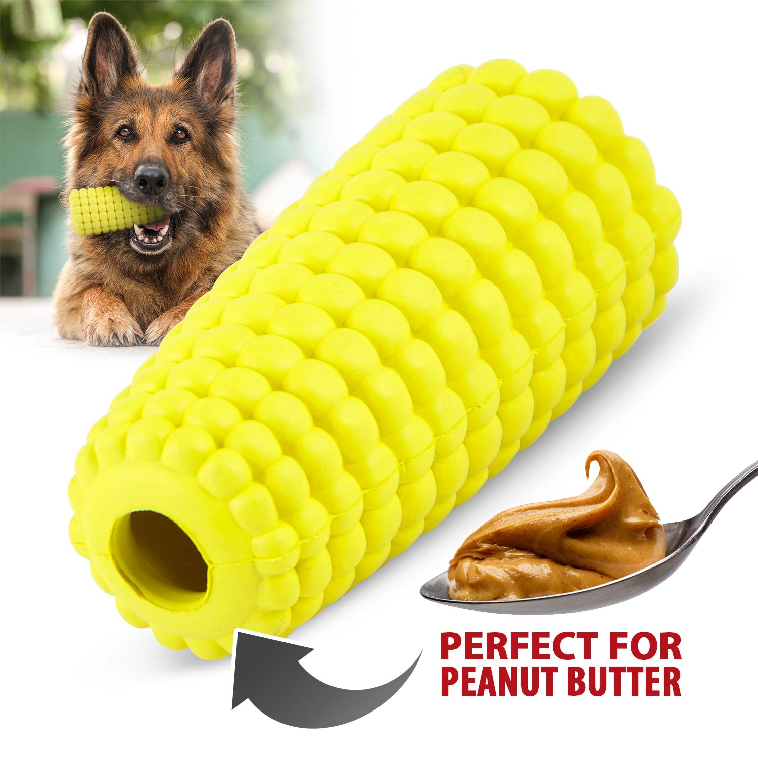 Jeffers Corn Cob Natural Rubber Stuffable Treat Dispenser Dog Dental | Majestic Pet Kingdom™