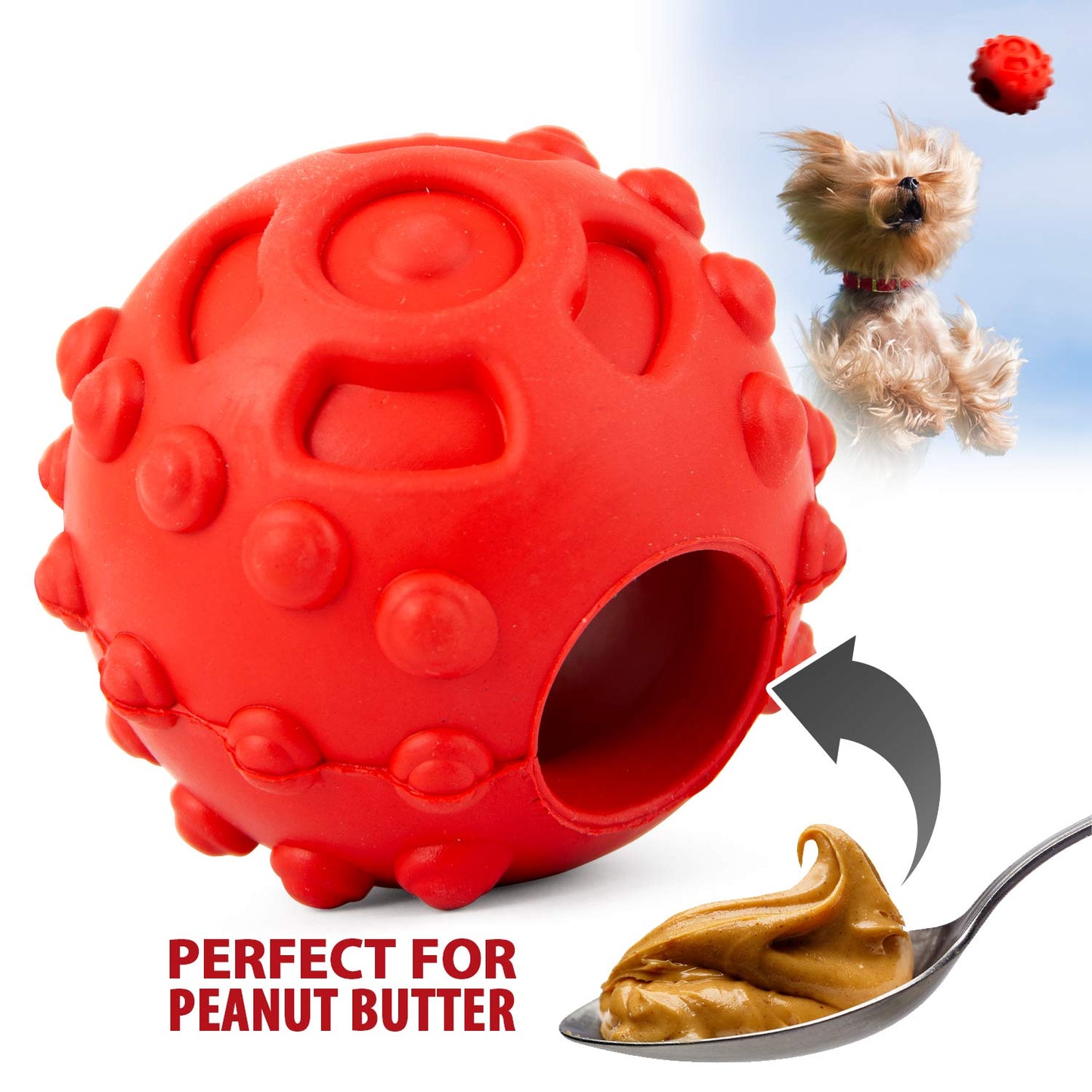 Jeffers Hollow Red Knobby Ball Natural Rubber Dental Treat Dispensing | Majestic Pet Kingdom™