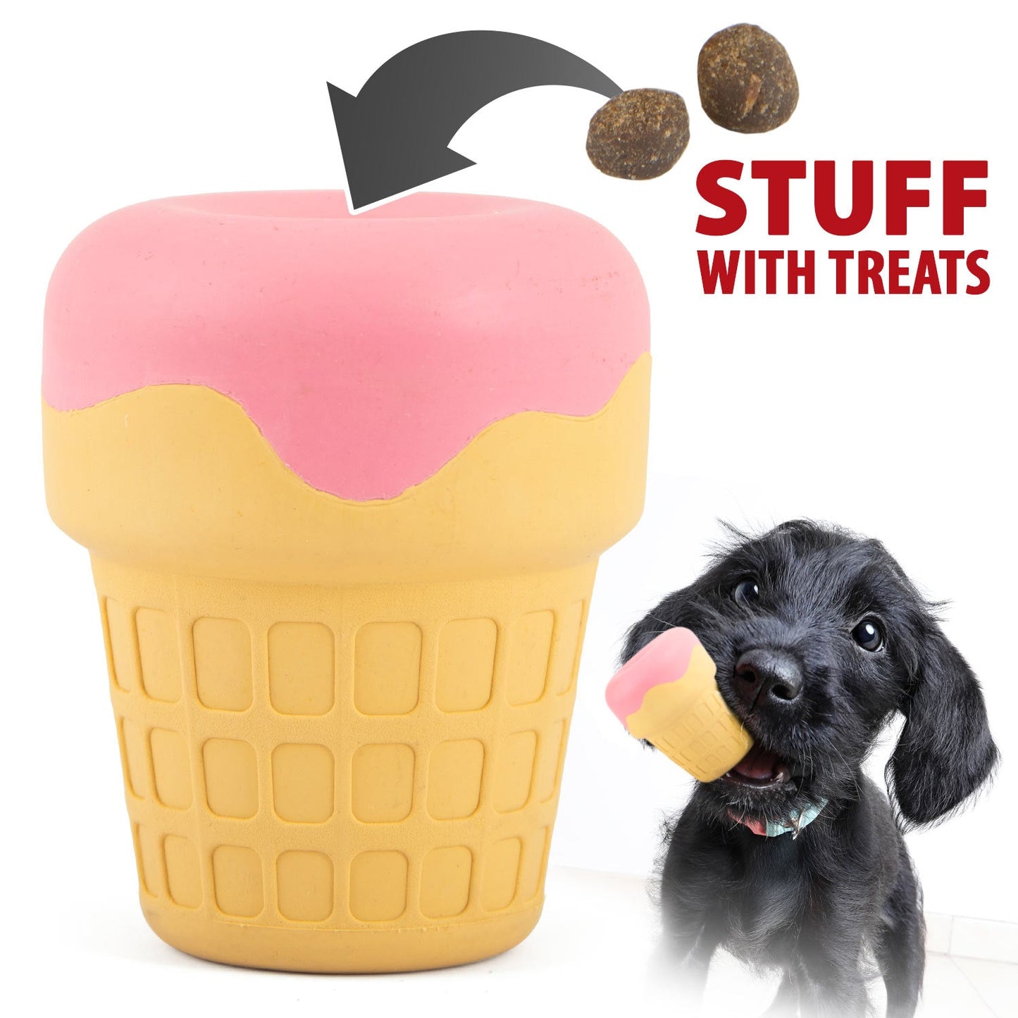 Jeffers Ice Cream Cone Natural Rubber Stuffable Treat Dispensing | Majestic Pet Kingdom™