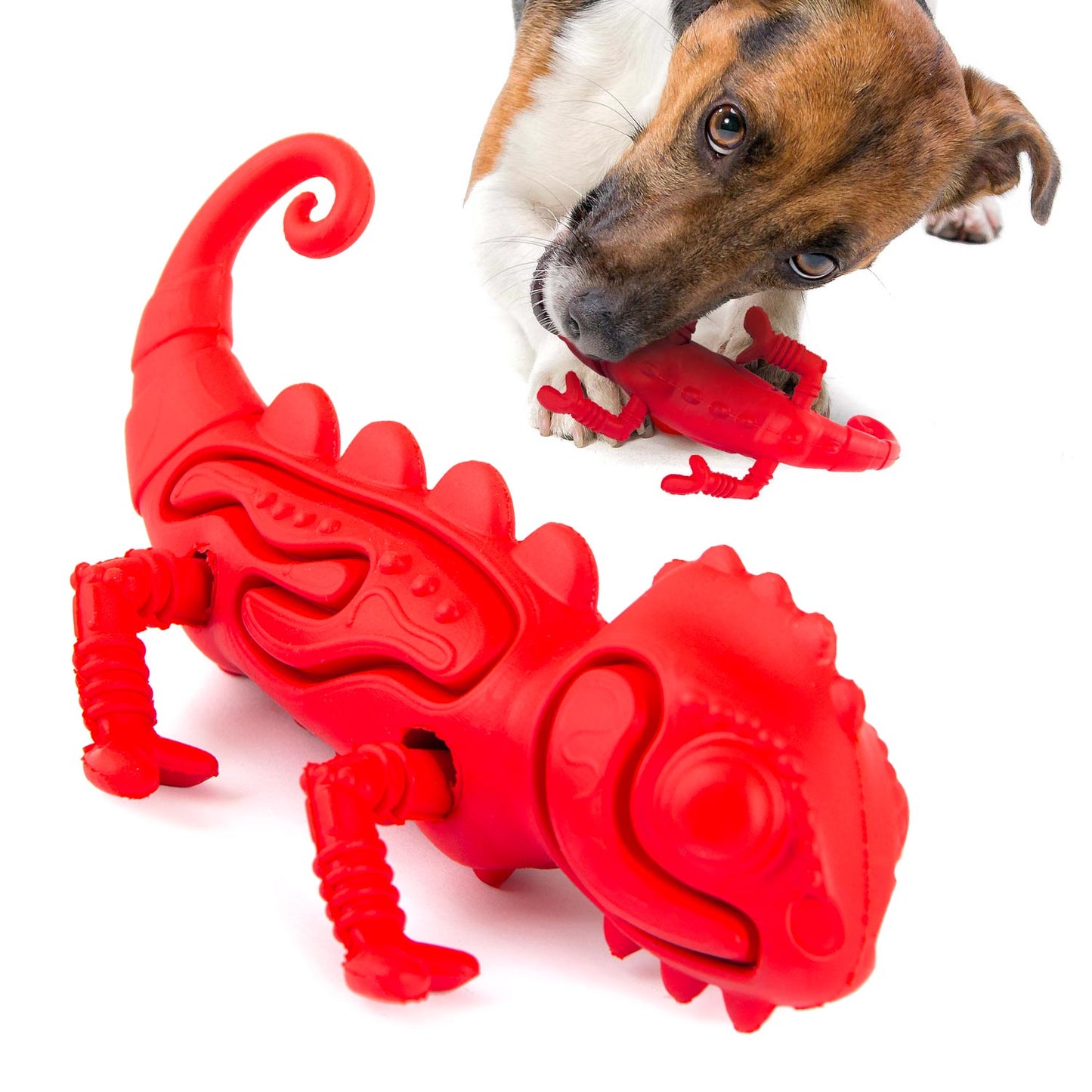 Jeffers Red Chameleon Natural Eco-Friendly Rubber Dental Dog Chew Toy | Majestic Pet Kingdom™