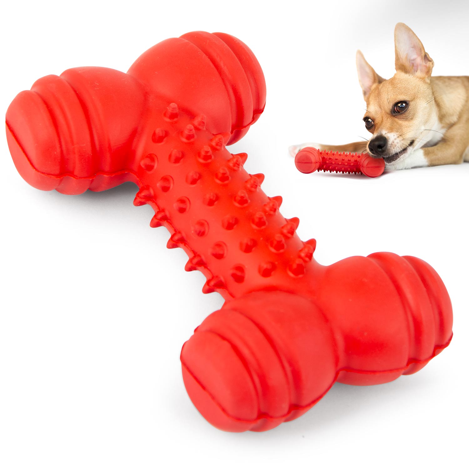 Jeffers Red Dental Bone Natural Rubber Dog Chew Toy for Healthy Teeth | Majestic Pet Kingdom™