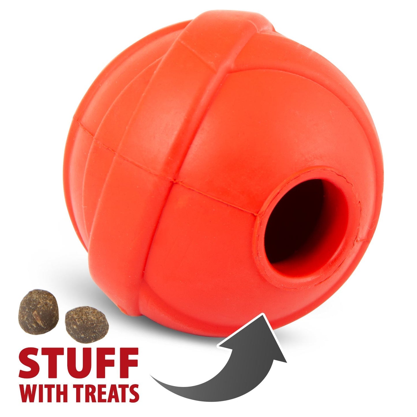 Jeffers Red Orbits Ball Natural Rubber Dental Treat Dispensing Dog | Majestic Pet Kingdom™