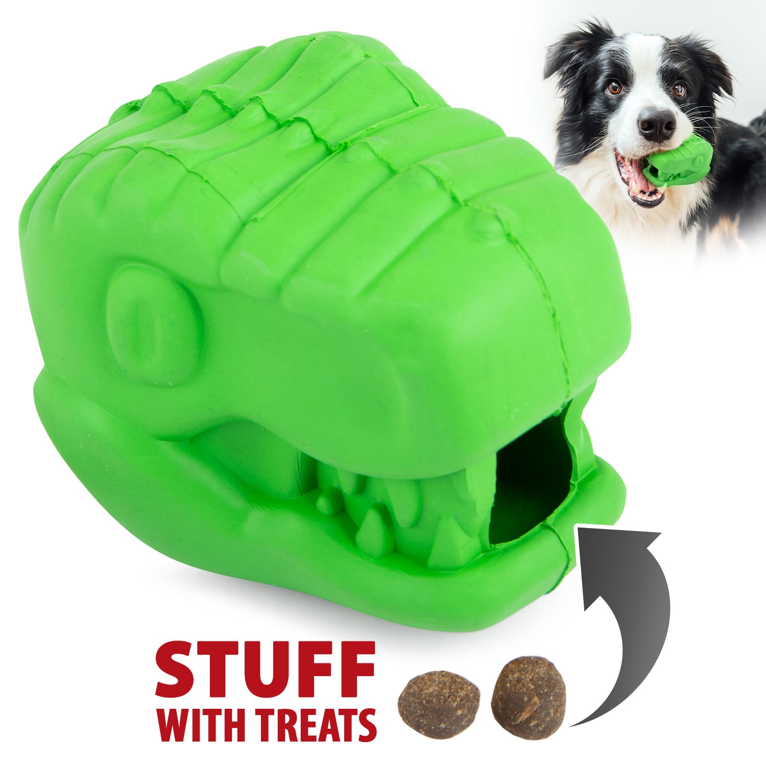 Jeffers T-Rex Natural Rubber Treat Dispensing Dental Dog Chew Toy for | Majestic Pet Kingdom™