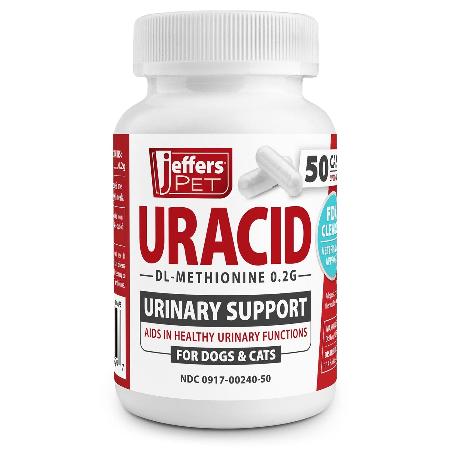 Jeffers Uracid DL-Methionine 0.2g Capsules for Dogs & Cats – Supports | Majestic Pet Kingdom™