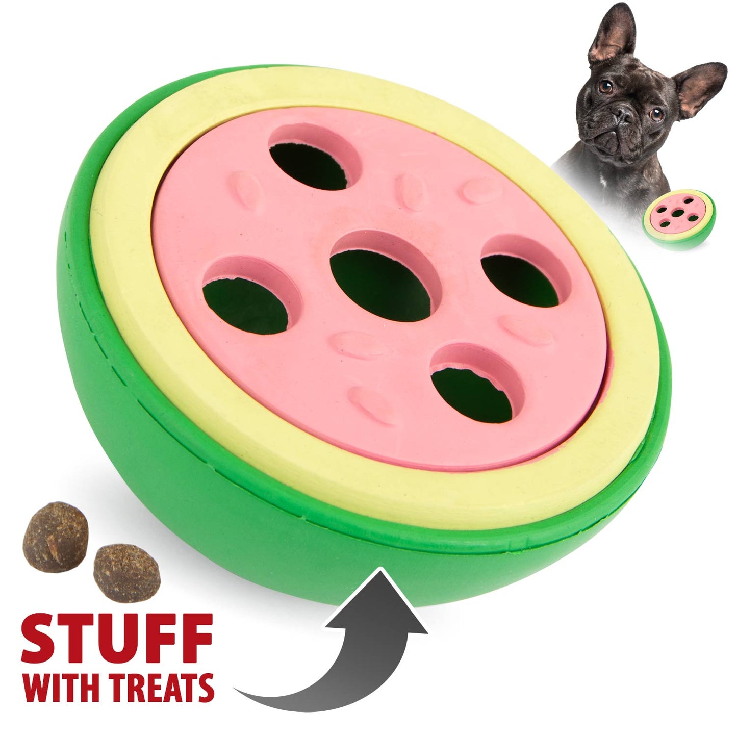 Jeffers Watermelon Natural Rubber Treat Dispensing Dog Dental Chew Toy | Majestic Pet Kingdom™