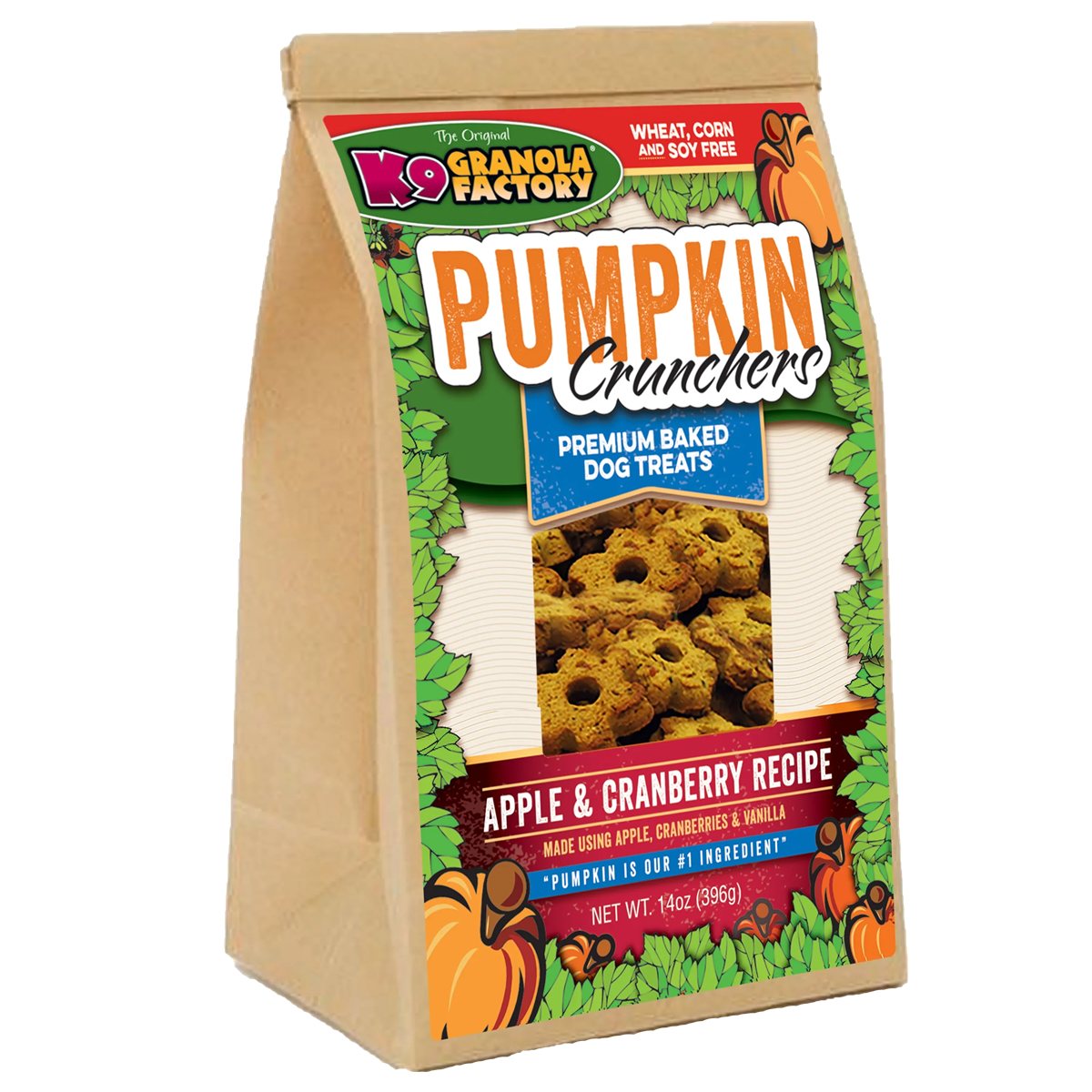 Dog Treats K9 Granola Factory Apple Cranberry Crunchers 14oz