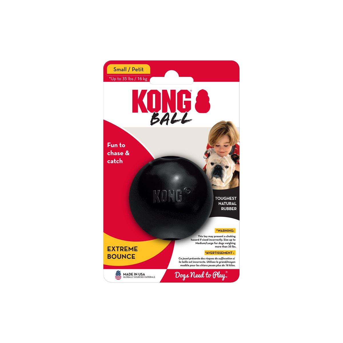 Dog Ball Toy KONG Extreme Black Rubber Heavy Duty Fetch Ball