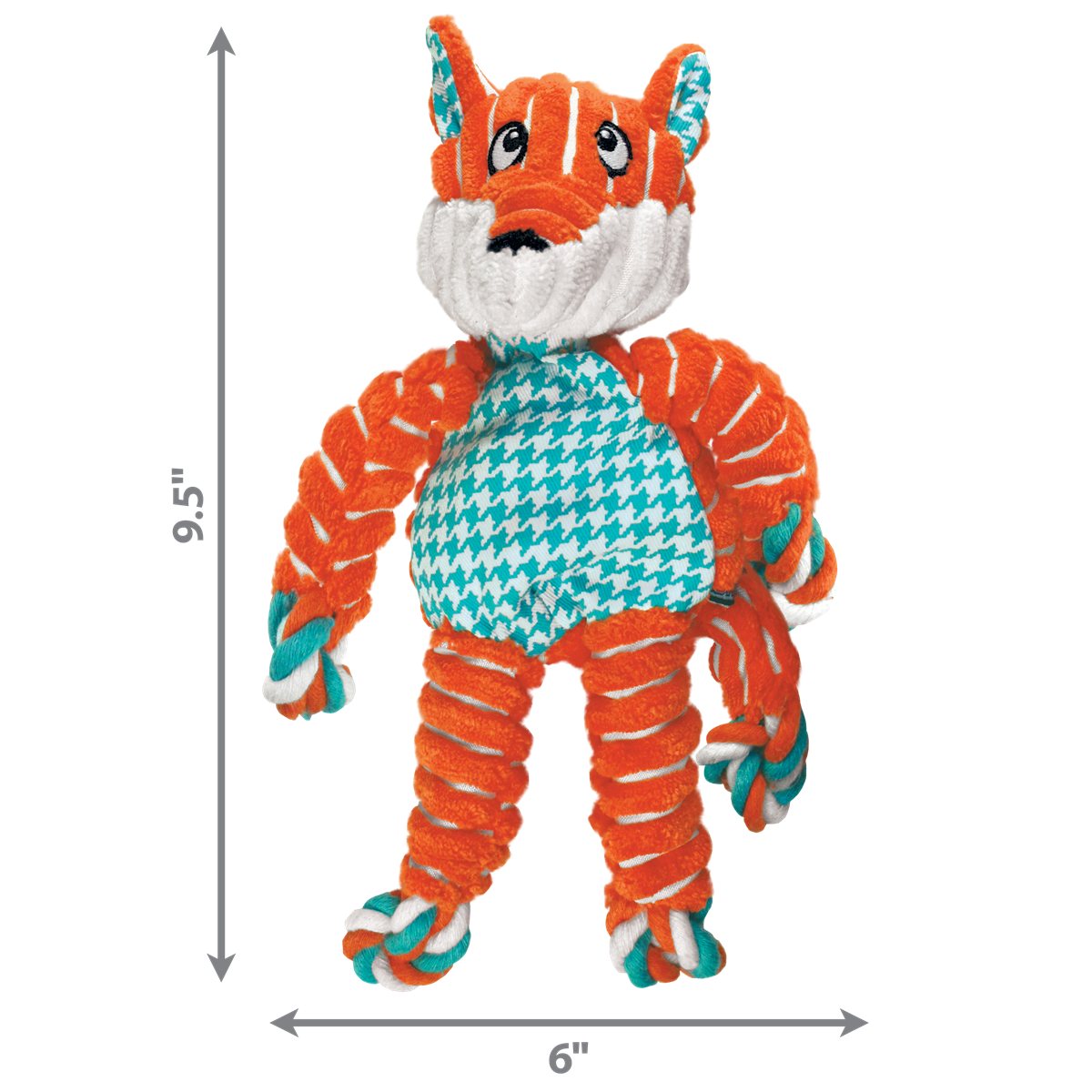 Dog Plush Toy KONG Floppy Knots Fox Squeaky Rope Chew Small