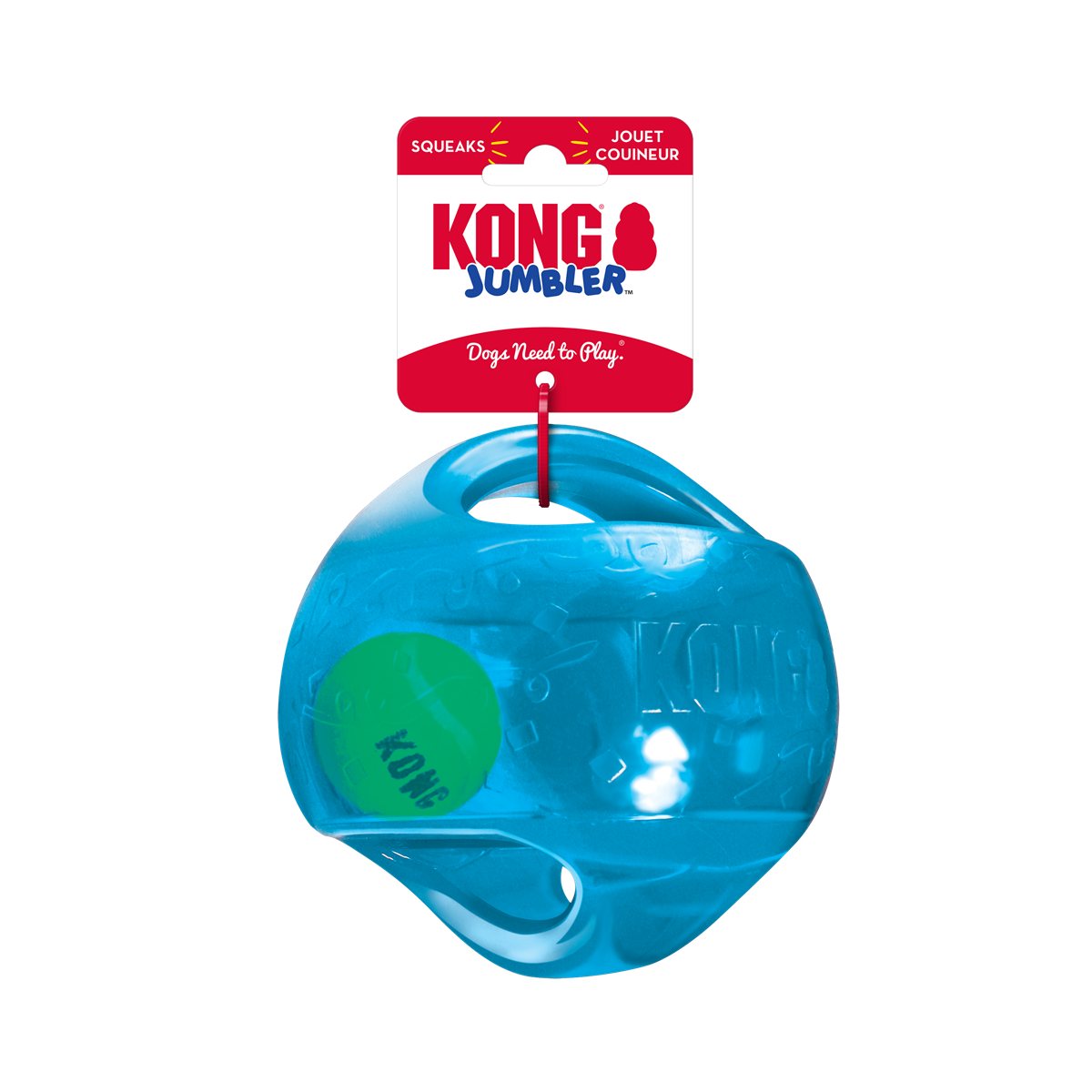 Dog Ball Toy KONG Jumbler Squeaky Tennis Ball Grip Handle