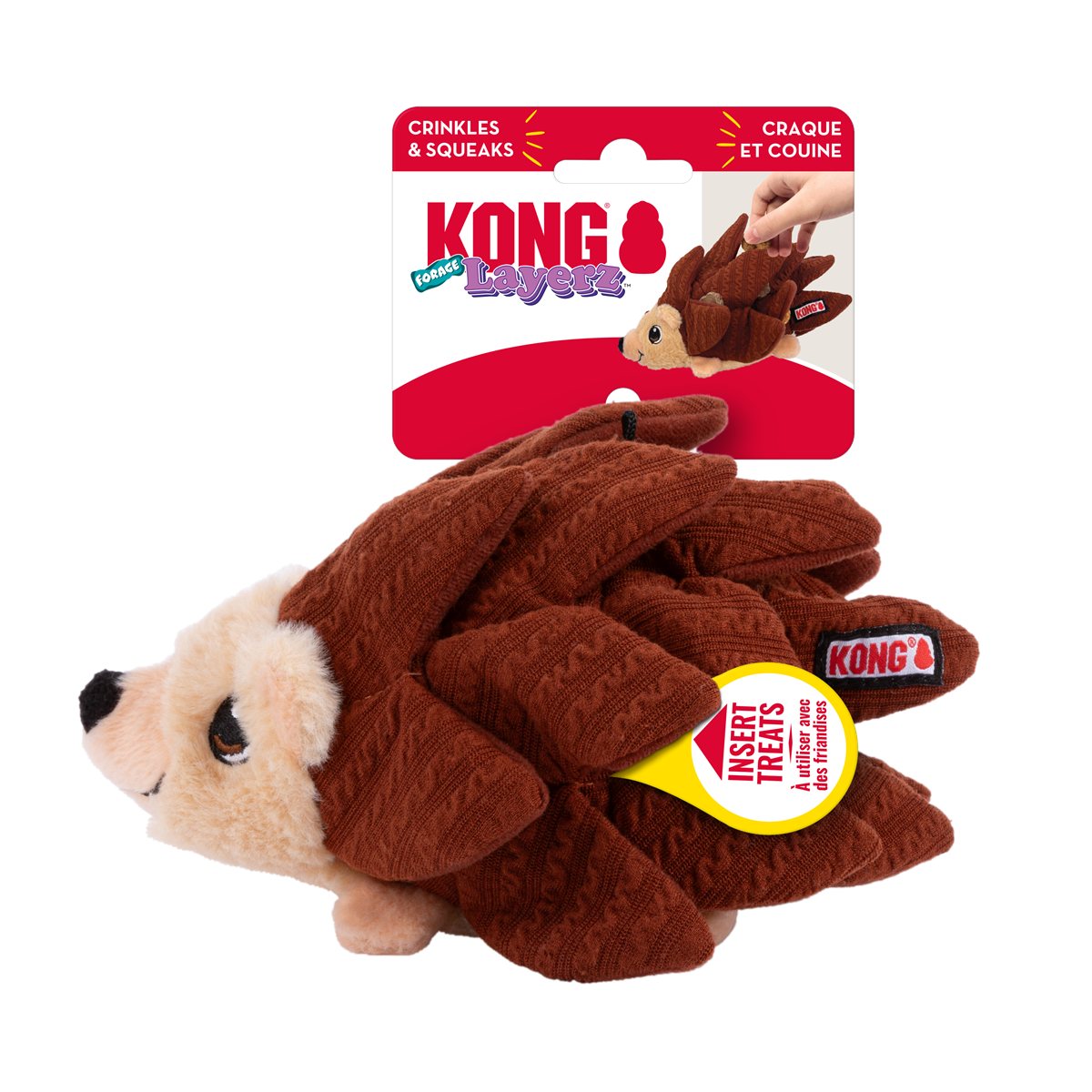 Dog Plush Toy KONG Layerz Hedgehog Multi-Texture Squeak Chew