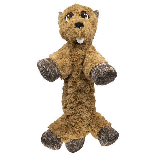 Dog Plush Toy KONG Low Stuff Flopzie Beaver Squeaky Play - Detail Angle 2 | Majestic Pet Kingdom