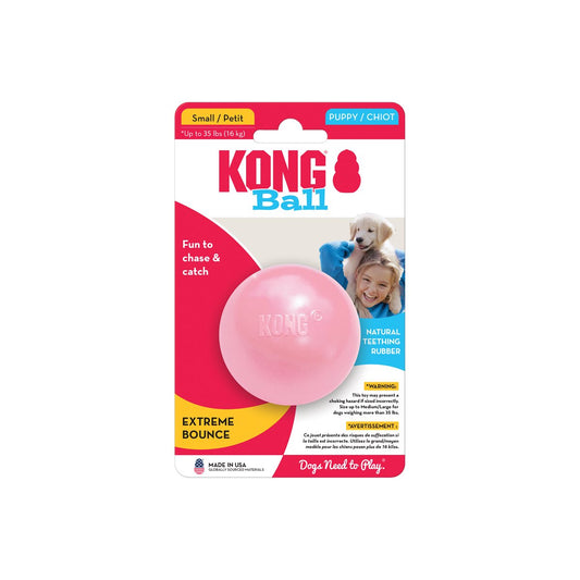 Dog Ball Toy KONG Puppy Soft Rubber Treat Dispenser Ball Sm - Main Feature View | Majestic Pet Kingdom