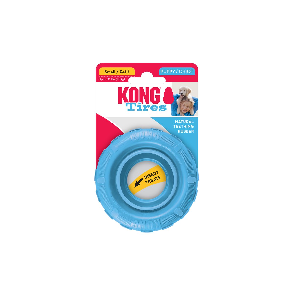 Dog Chew Toy KONG Puppy Tires Soft Teething Rubber Wheel Sm