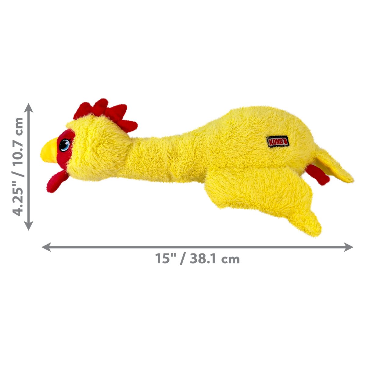 Dog Plush Toy KONG Scruffs Chicken Squeaky Animal Play Med - Detail Angle 4 | Majestic Pet Kingdom