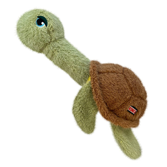 Dog Plush Toy KONG Scruffs Turtle Squeaky Fetch Chew Large - Detail Angle 2 | Majestic Pet Kingdom