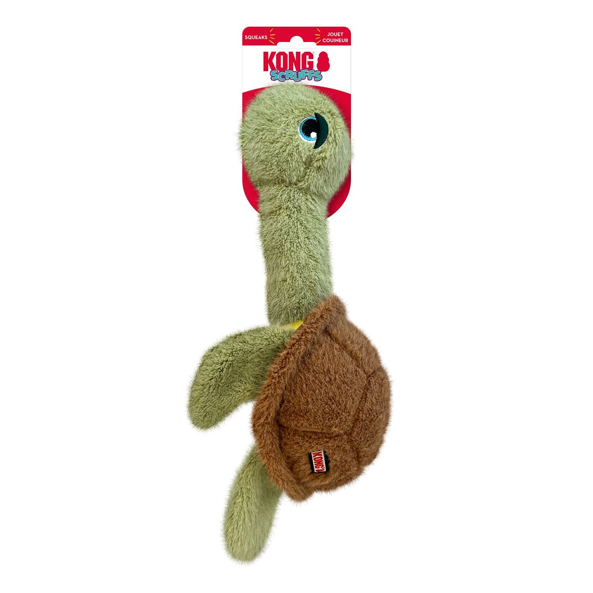 Dog Plush Toy KONG Scruffs Turtle Squeaky Fetch Chew Large