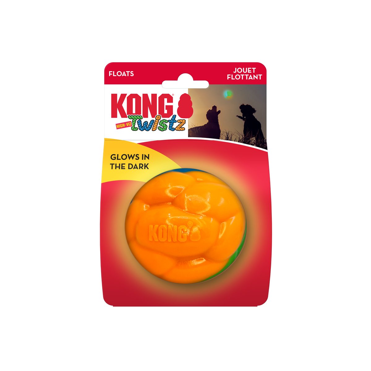Dog Ball Toy KONG Twistz High Visibility Rubber Fetch Large