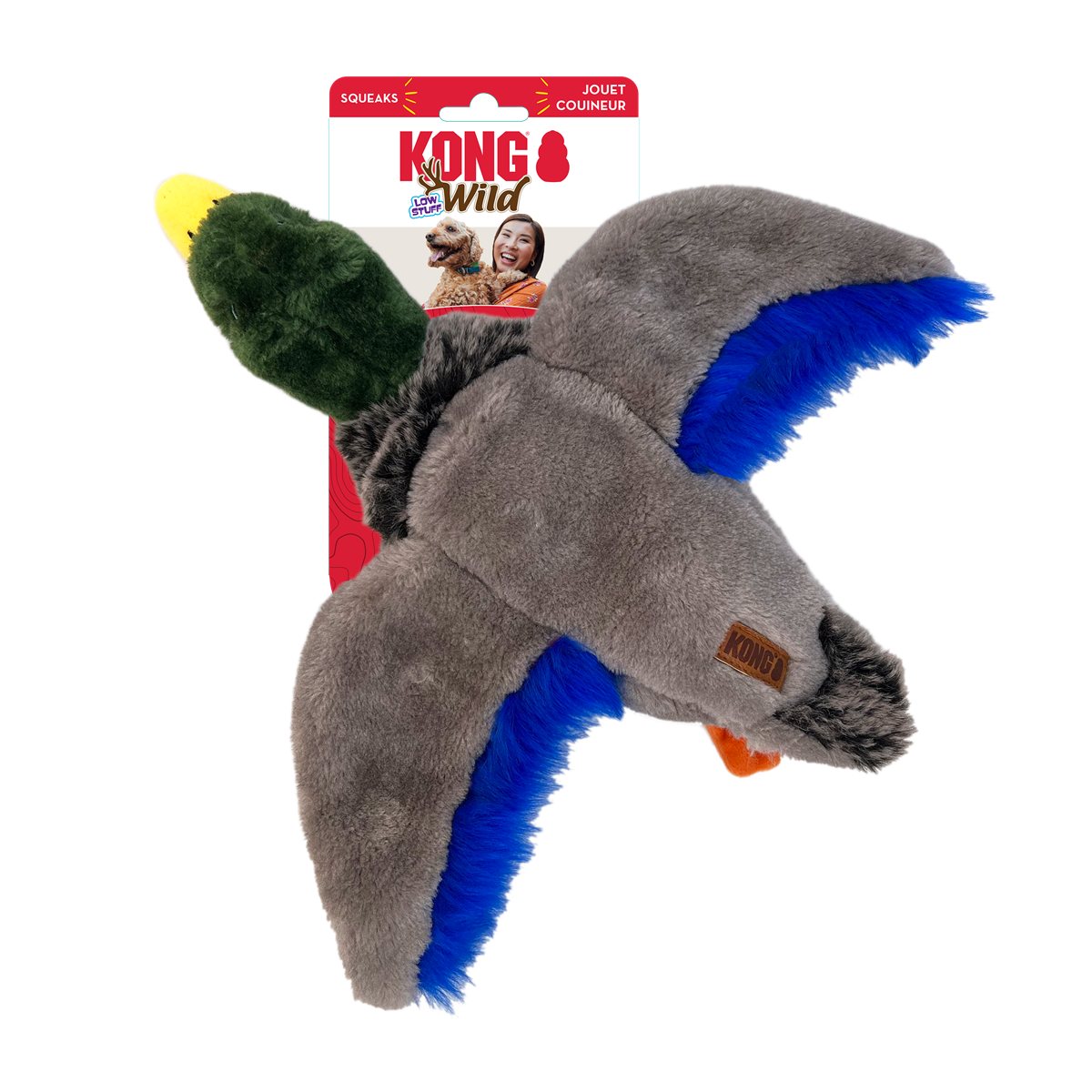 Dog Plush Toy KONG Wild Low Stuff Mallard Squeaky Bird Medium - Detail Angle 3 | Majestic Pet Kingdom