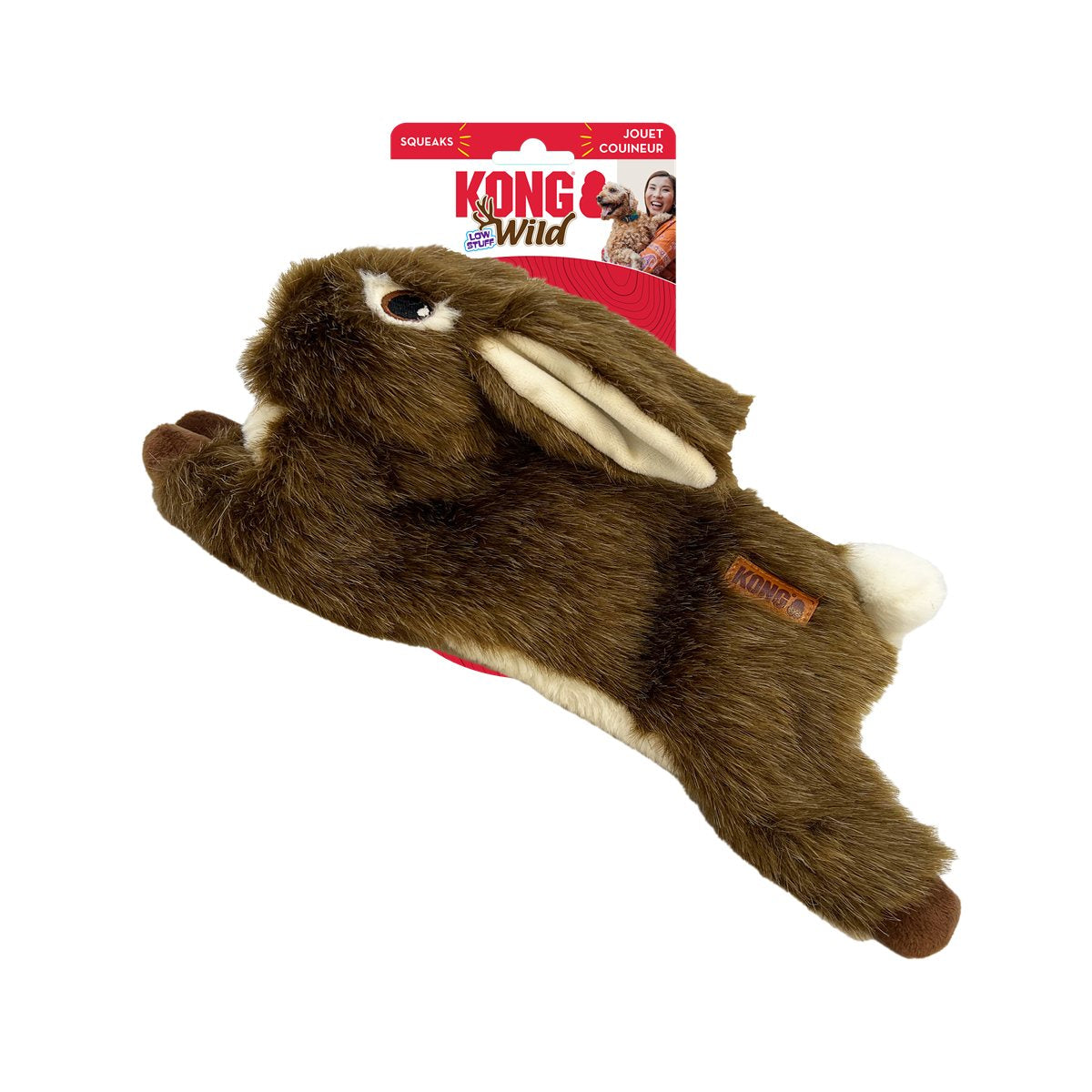 Dog Plush Toy KONG Wild Low Stuff Rabbit Squeaky Toy Medium