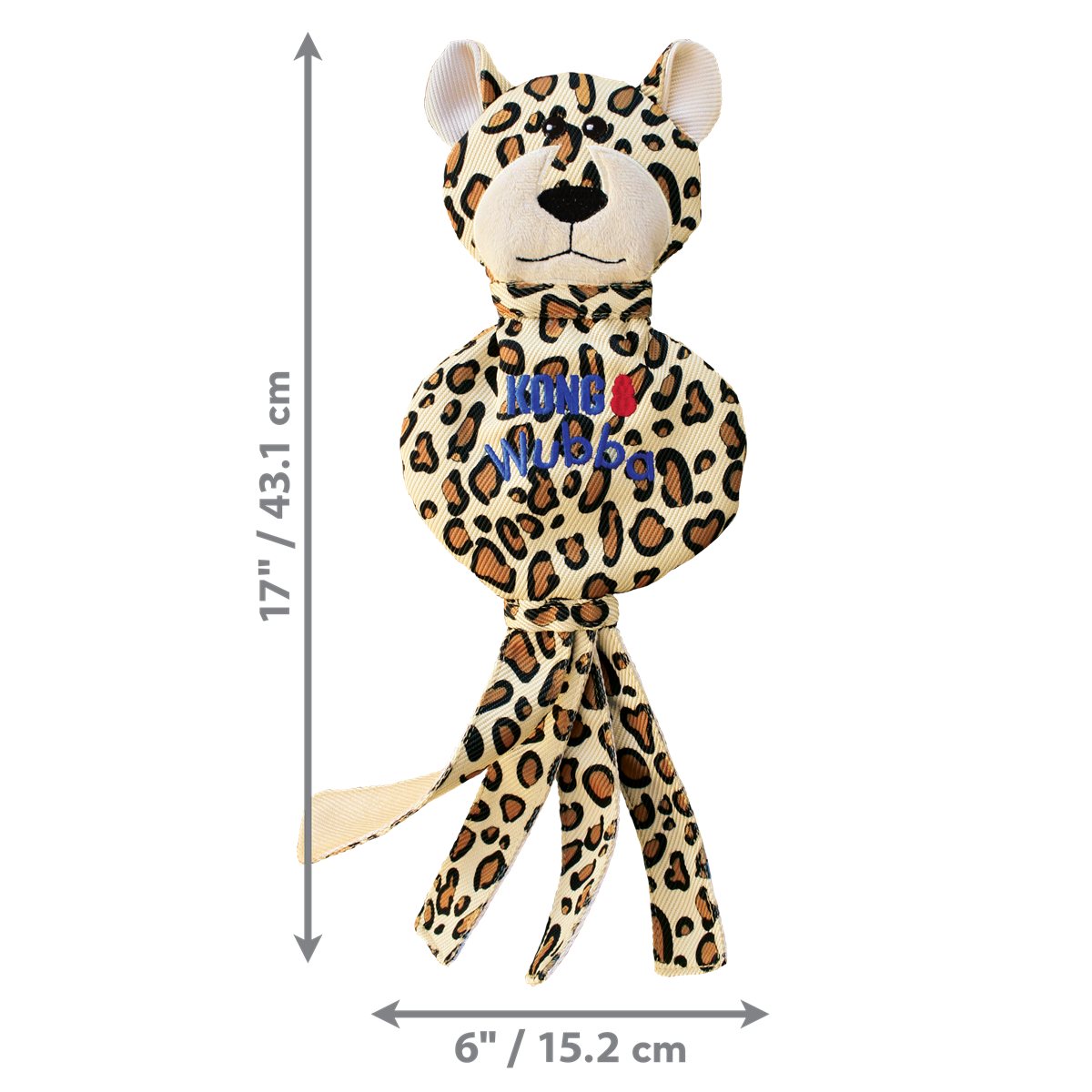 Dog Tug Toy KONG Wubba No Stuff Cheetah Plush Fetch Toy