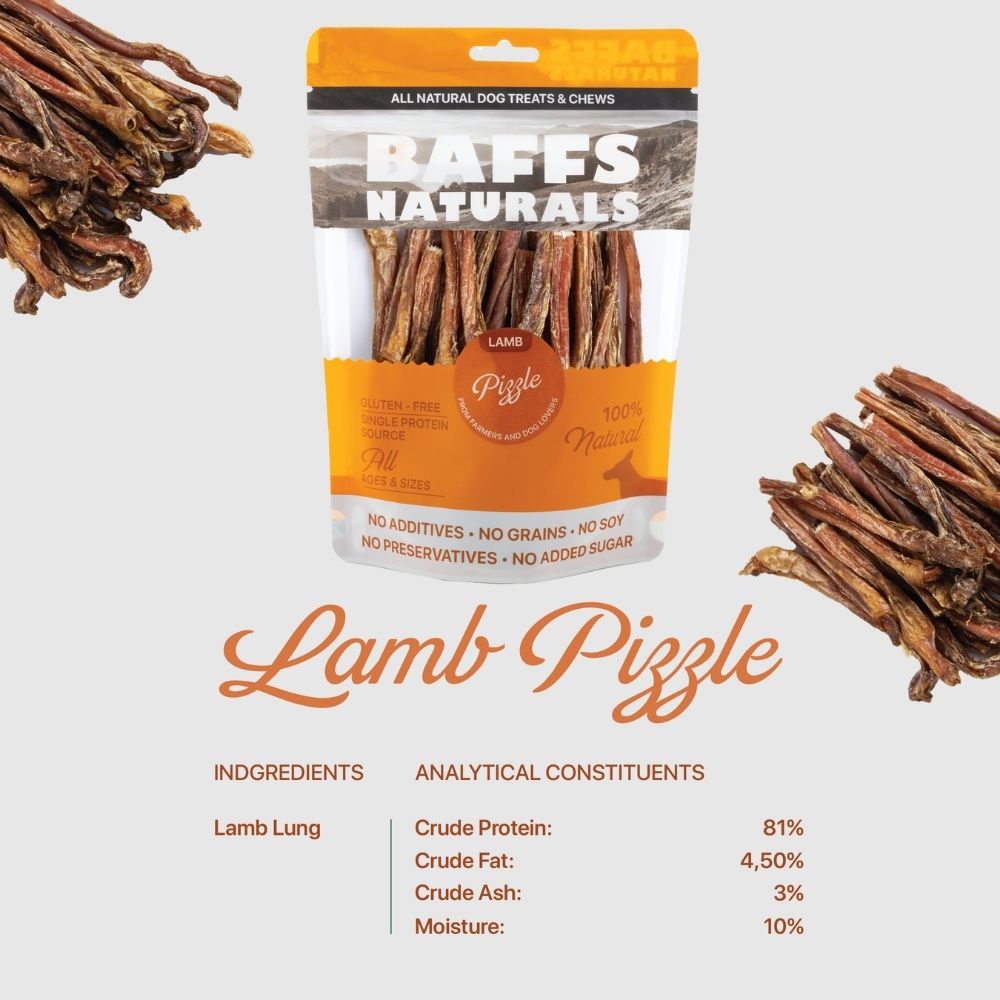 Dog Chews Lamb Pizzle All-Natural Healthy Treats 8oz Bag