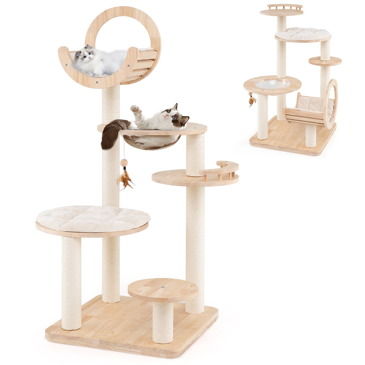Cat Tree 4-in-1 Large Wooden Tower Space Capsule Nest Bed - Detail Angle 3 | Majestic Pet Kingdom