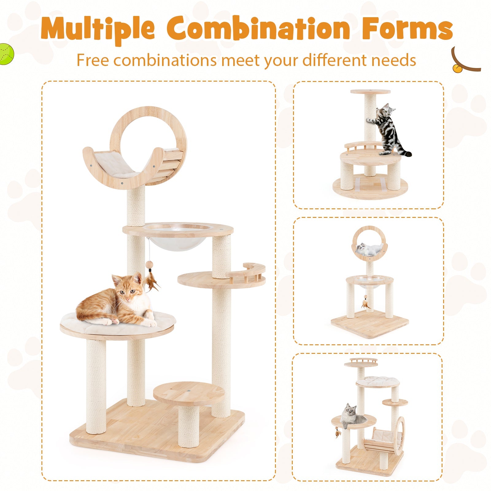 Cat Tree 4-in-1 Large Wooden Tower Space Capsule Nest Bed - Detail Angle 6 | Majestic Pet Kingdom