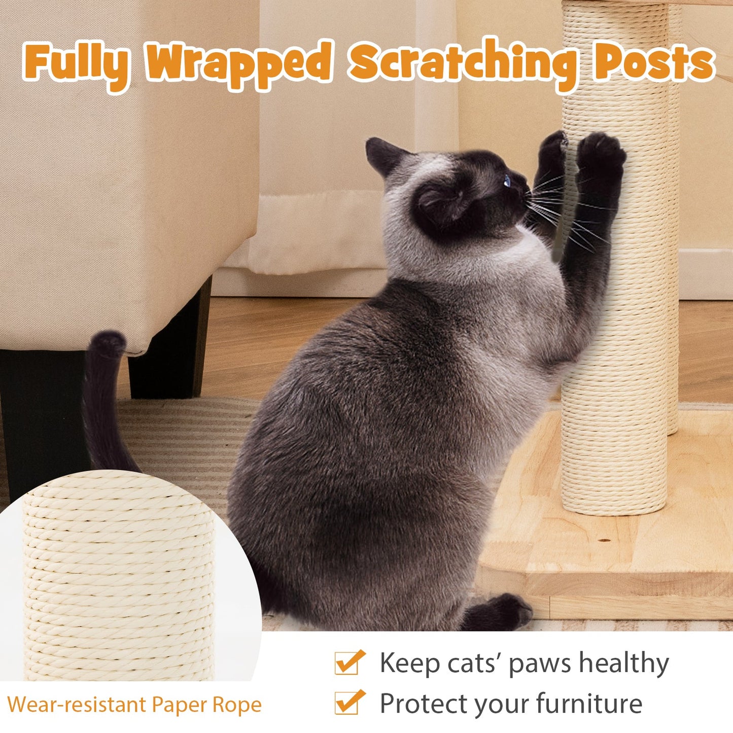 Cat Tree 4-in-1 Large Wooden Tower Space Capsule Nest Bed - Detail Angle 7 | Majestic Pet Kingdom