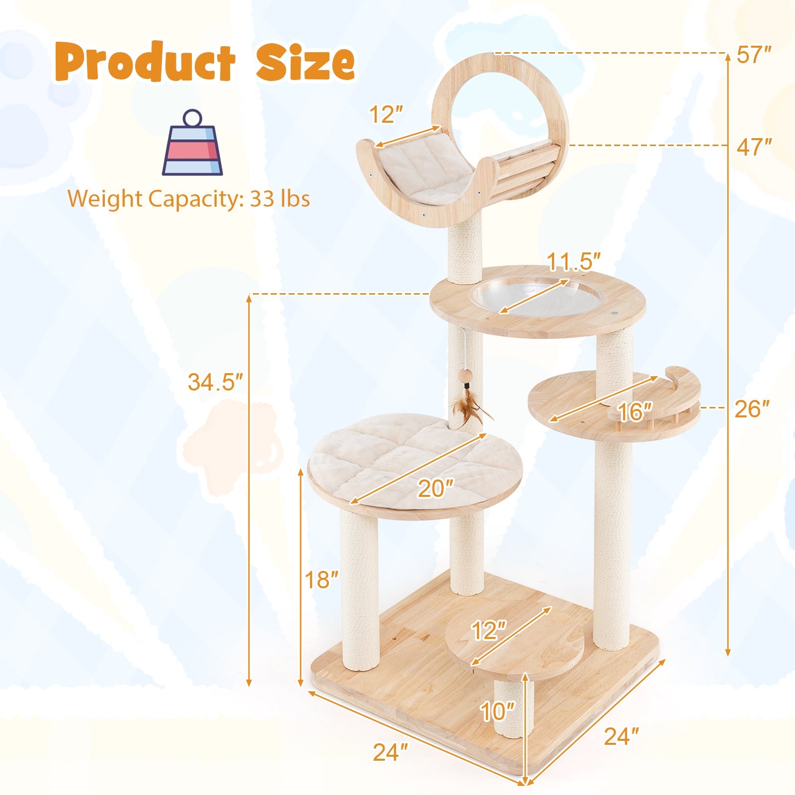 Cat Tree 4-in-1 Large Wooden Tower Space Capsule Nest Bed - Detail Angle 4 | Majestic Pet Kingdom