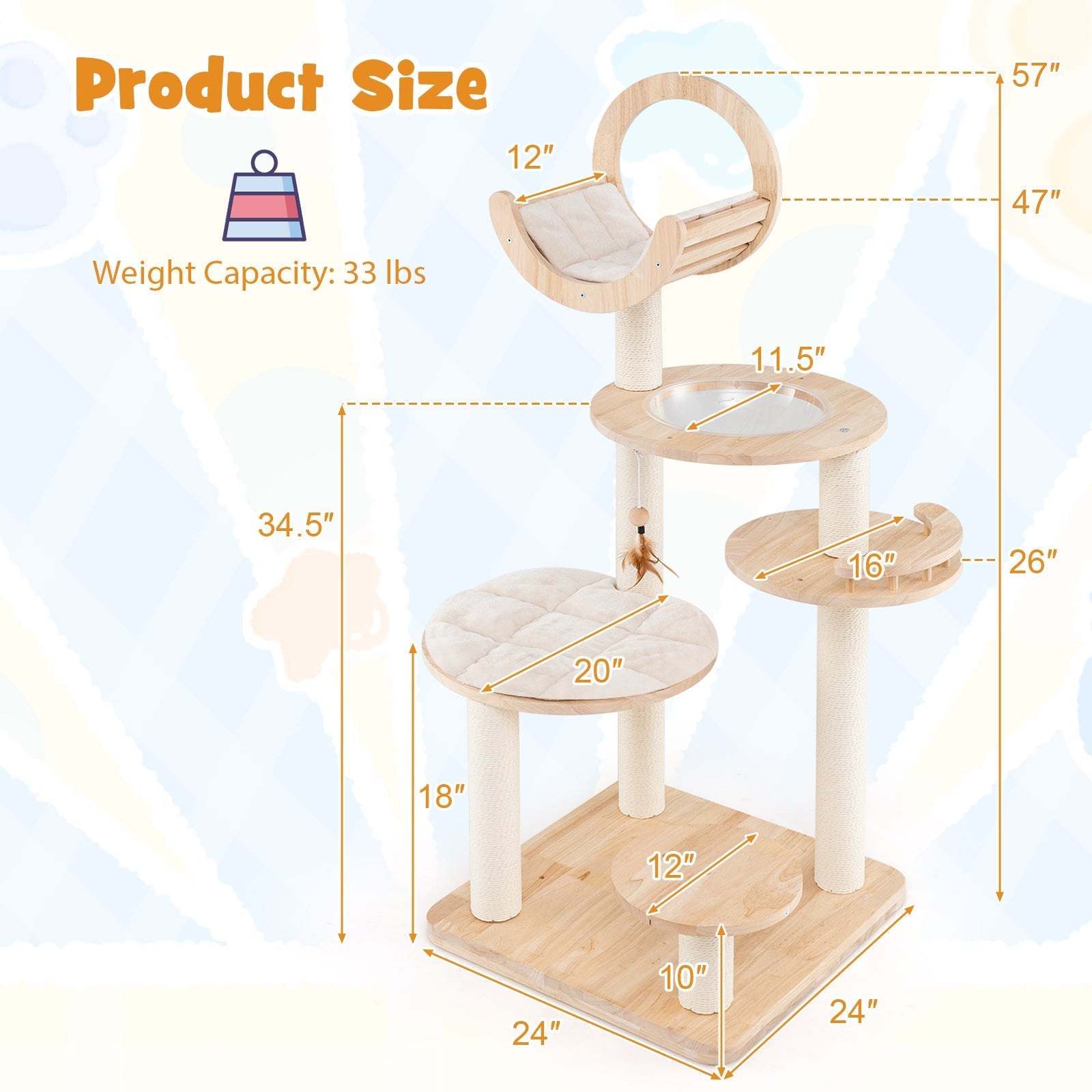 4-in-1 Large Wooden Cat Tower with Space Capsule Nest for Indoor Cats - Majestic Pet Kingdom