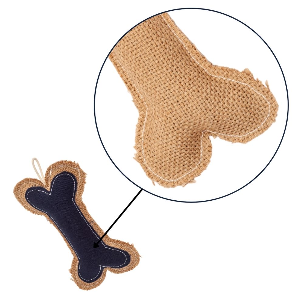 Jean Leather & Jute Bone Pillow Dog Chew Toy