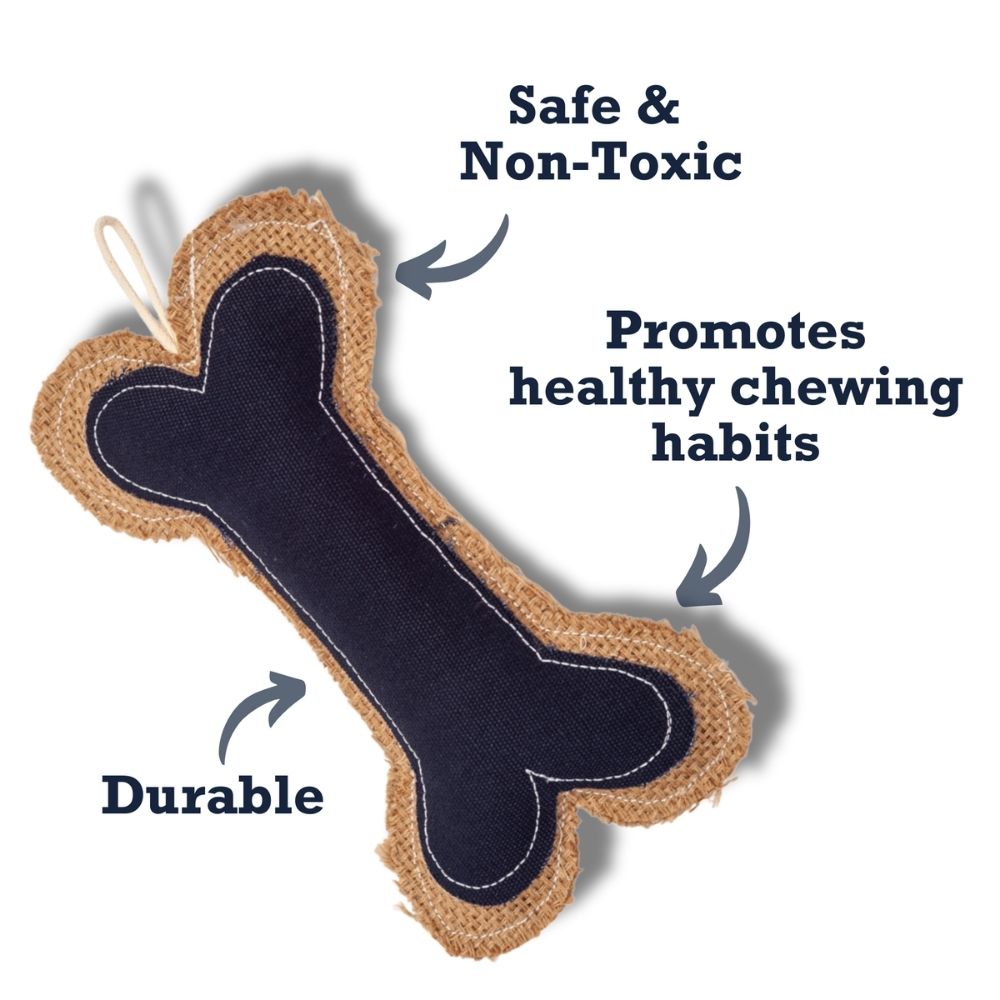 Jean Leather & Jute Bone Pillow Dog Chew Toy