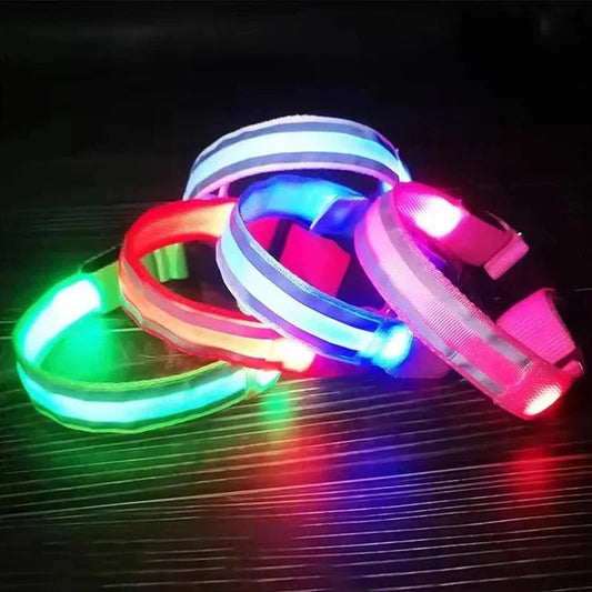 Dog Collar LED Glowing Light-Up 3-Mode Night Safety Nylon Band