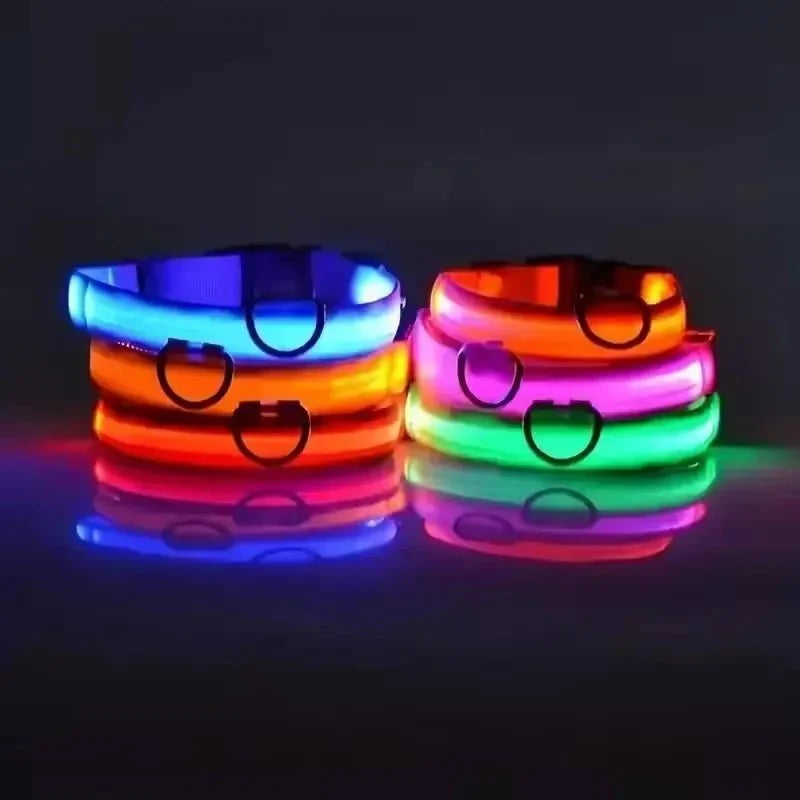 LED Dog Collar | Nylon Light-Up Safety Collar with Reflective Glow and 3 Flashing Modes