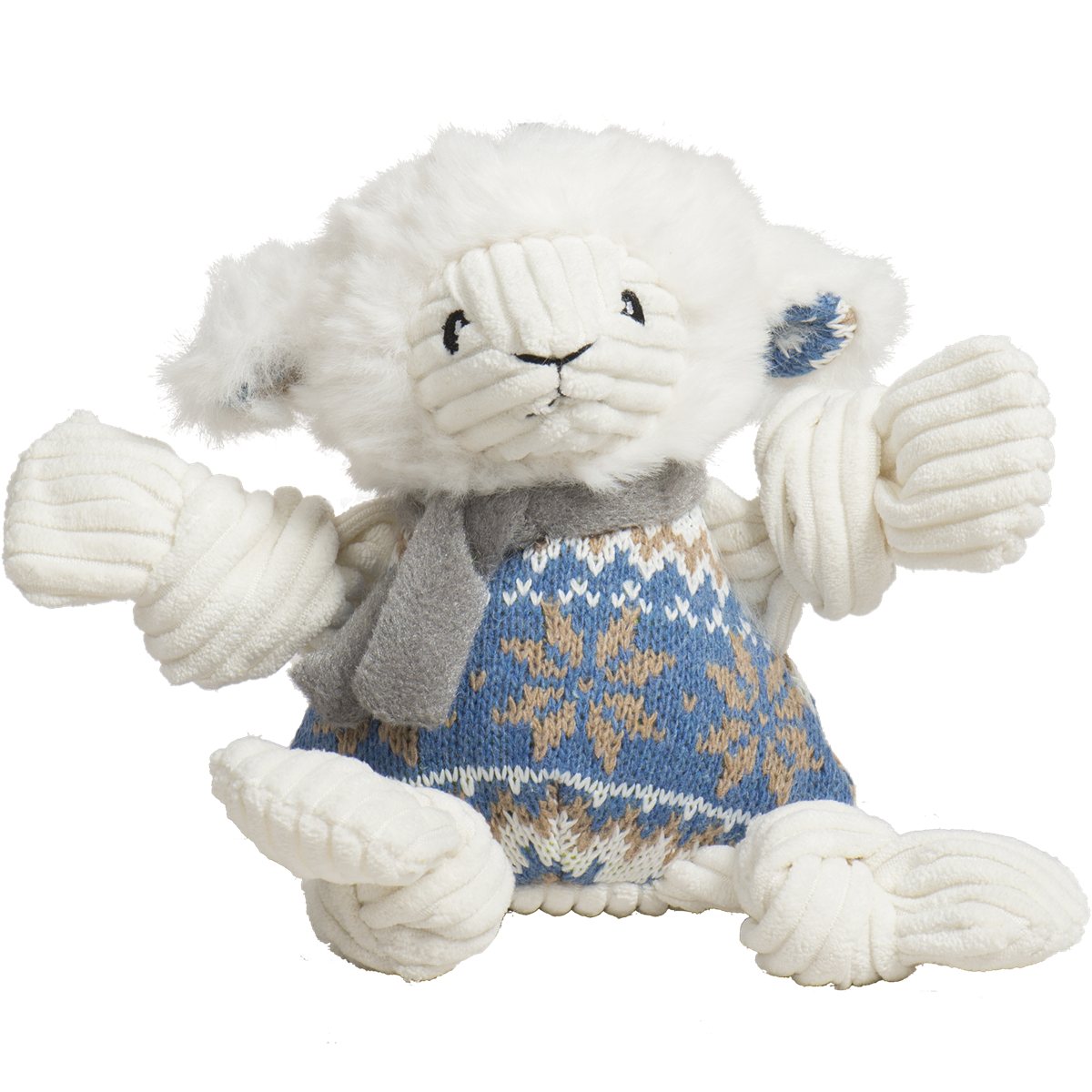 Dog Plush Toy Leo Lamb Knottie Soft Squeaky Stuffed Chew Play - Detail Angle 5 | Majestic Pet Kingdom