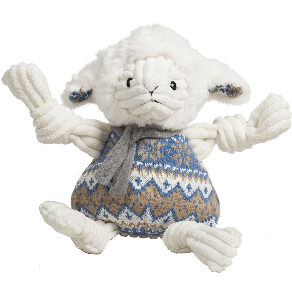 Dog Plush Toy Leo Lamb Knottie Soft Squeaky Stuffed Chew Play - Detail Angle 6 | Majestic Pet Kingdom
