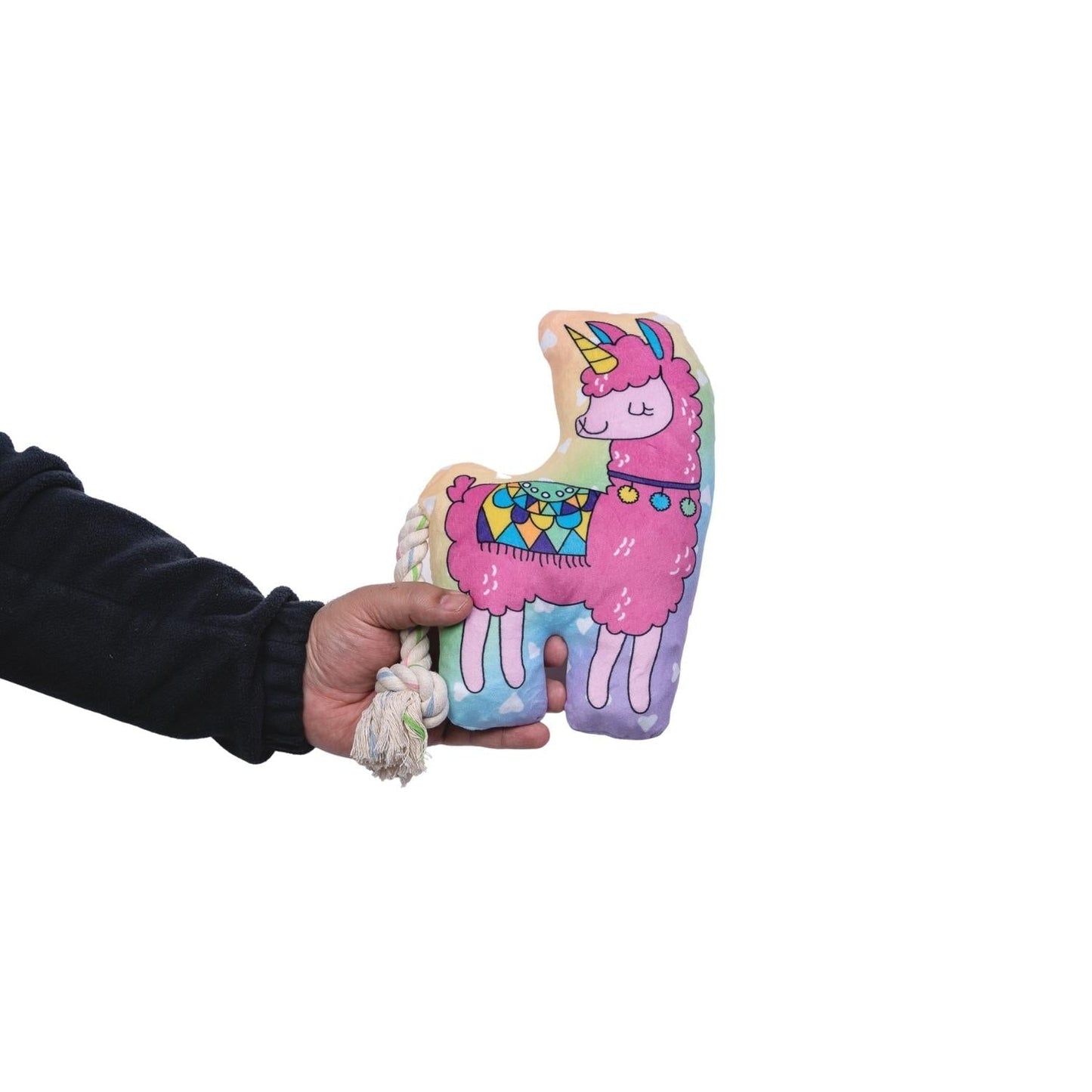 Squeaky Llama Plush Dog Toy with Crinkle Paper Play