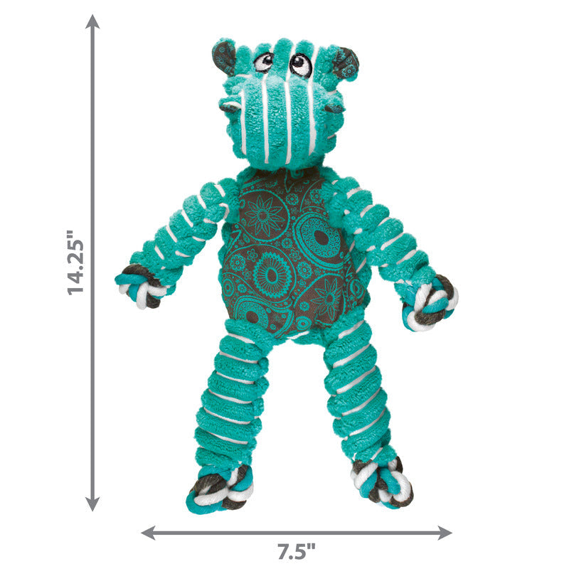 Dog Plush Toy KONG Floppy Knots Hippo Internal Knotted Rope