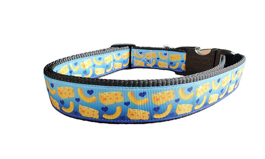 Dog Collar Mac and Cheese Black Food Novelty Patterned Nylon Band
