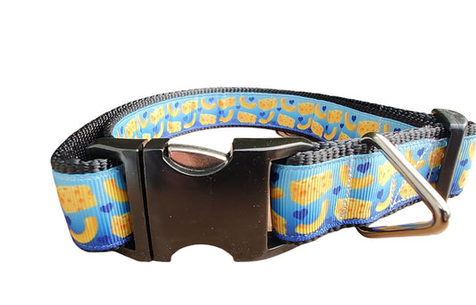 Dog Collar Mac and Cheese Black Food Novelty Patterned Nylon Band