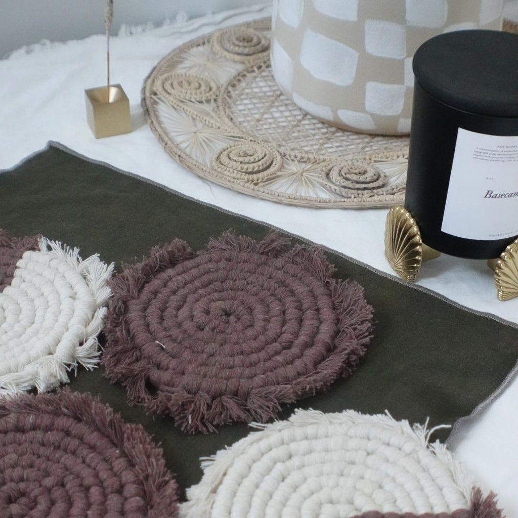 Handmade Macrame Coasters | Boho Drink Mats