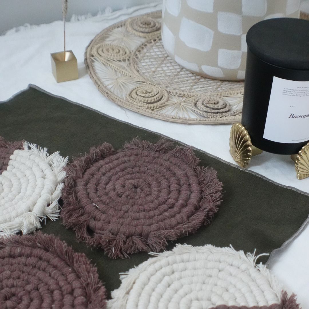 Handmade Macrame Coasters | Boho Drink Mats