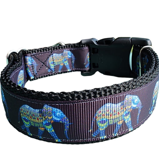 Dog Collar Mandala Elephant Boho Geometric Pattern Nylon Strap