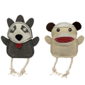 Natural Leather Wee Buddies Sock Monkey & Raccoon Dog Toys,