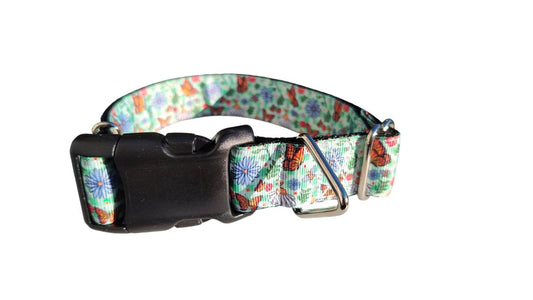 Dog Collar Monarch Butterfly Botanical Garden Insect Print Nylon