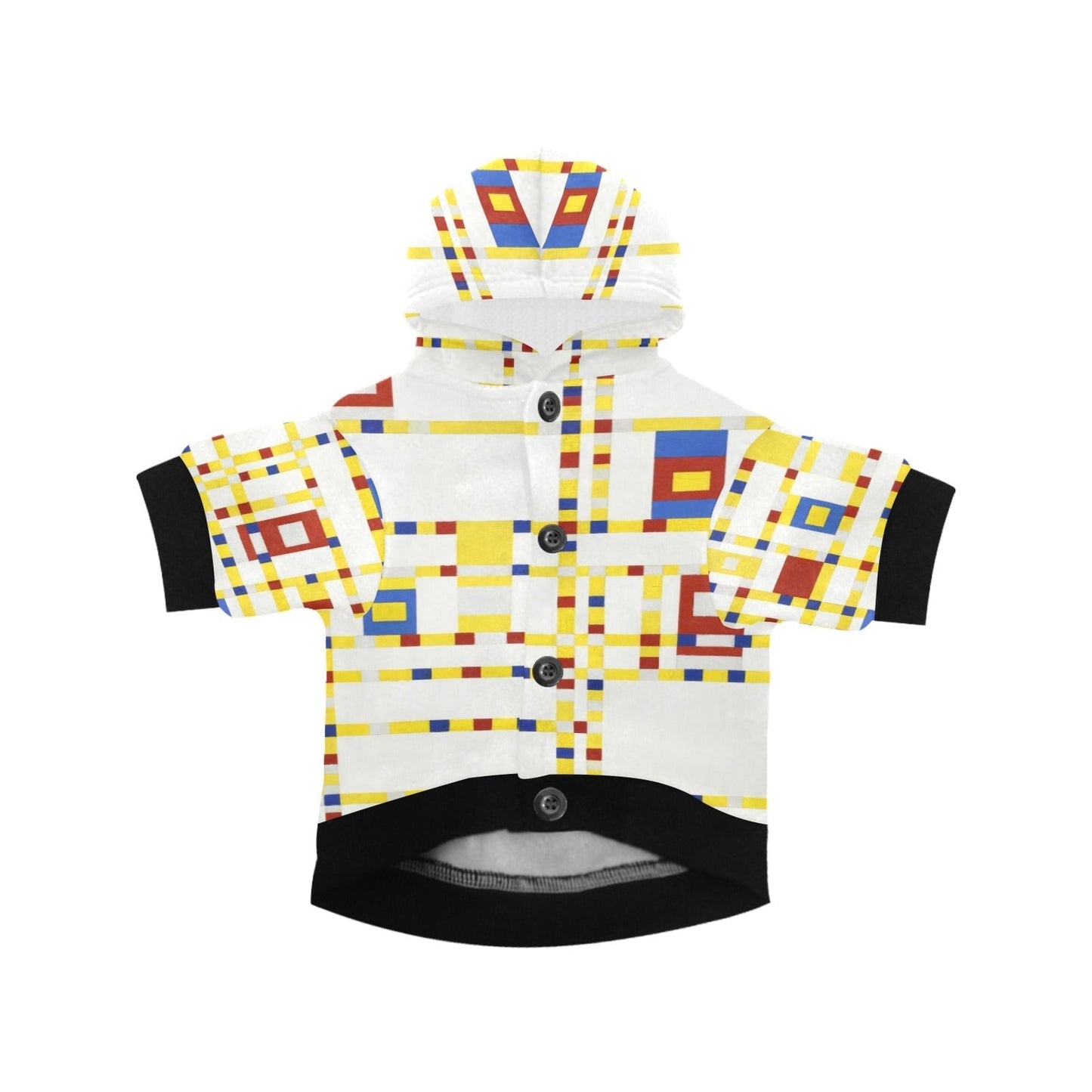 Dog Hoodie Piet Mondrian Broadway Boogie Woogie Button Up - Detail Angle 3 | Majestic Pet Kingdom