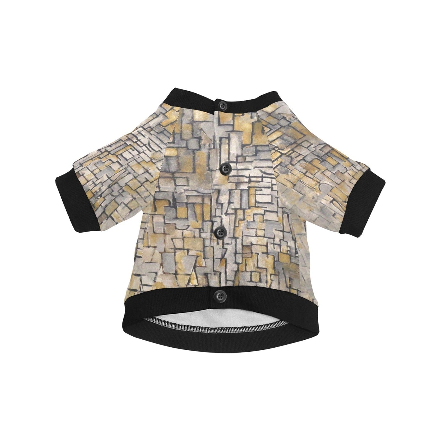 Dog T-Shirt Piet Mondrian Tableau No 2 Round Neck Pet Apparel - Detail Angle 3 | Majestic Pet Kingdom